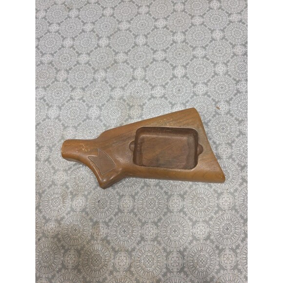 Vintage Wood Gun Stock Shaped Card Trinket Rustic Home Decor Cabin Lodge Accent - Picture 1 of 6